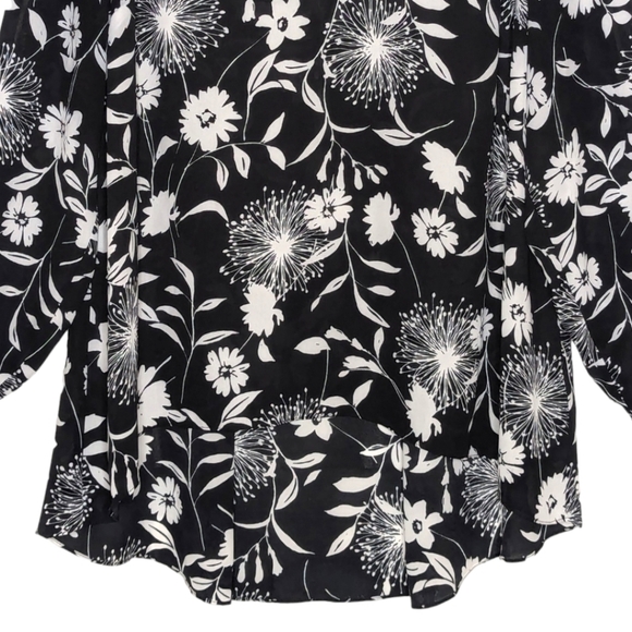 Vince Camuto Black and White Floral Print Cold-Shoulder Top Blouse Size XL - Picture 6 of 15